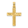 14K Diamond-cut Block Cross  Charm