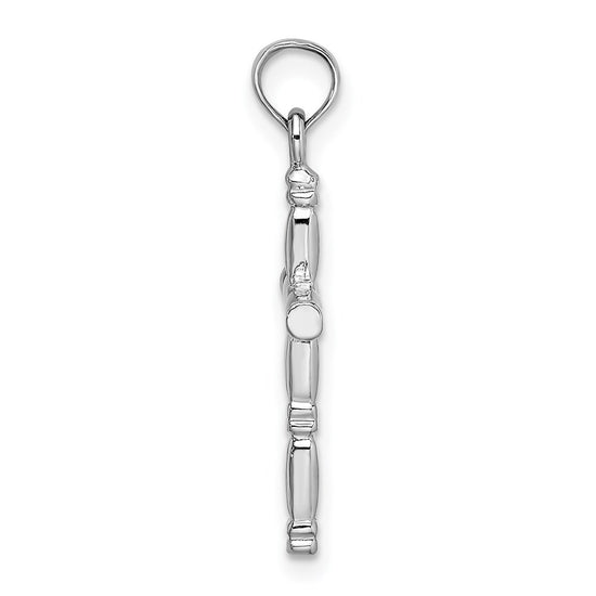 14K White Gold 3-D Polished Cross Charm