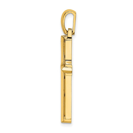 Gold Beveled Latin Cross Pendant