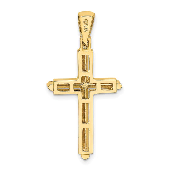 Gold Beveled Latin Cross Pendant
