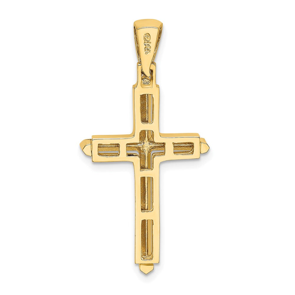 Gold Beveled Latin Cross Pendant