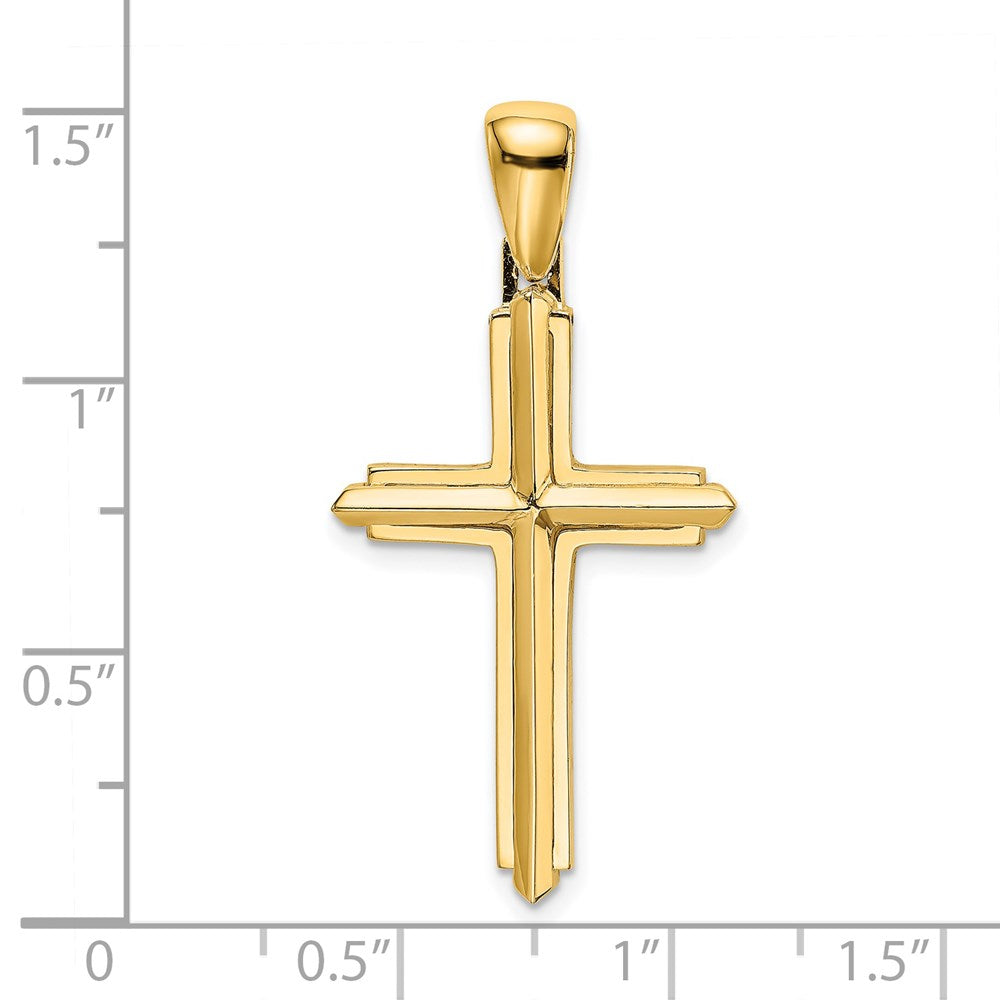 Gold Beveled Latin Cross Pendant