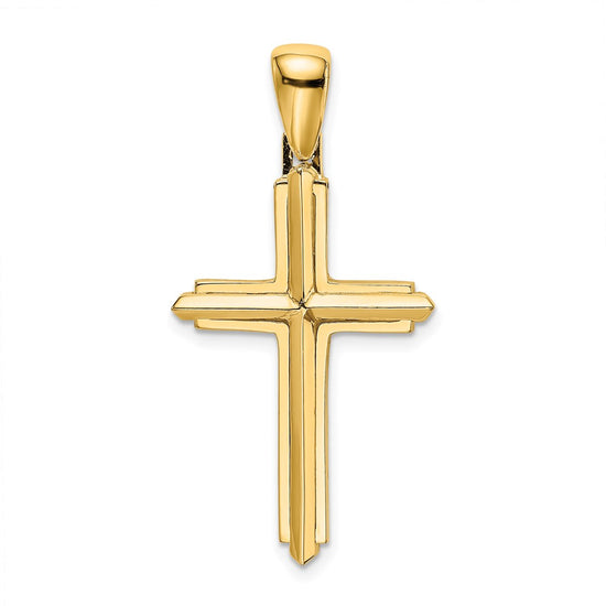 Gold Beveled Latin Cross Pendant
