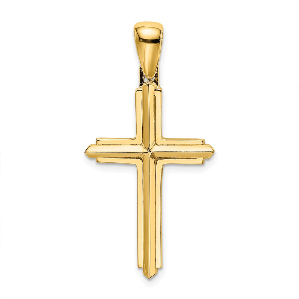 Gold Beveled Latin Cross Pendant