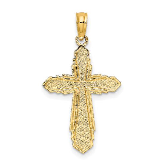 14K Solid Beaded Cross Charm