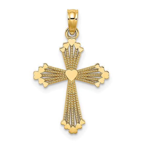 Gold Heart Cross Pendant