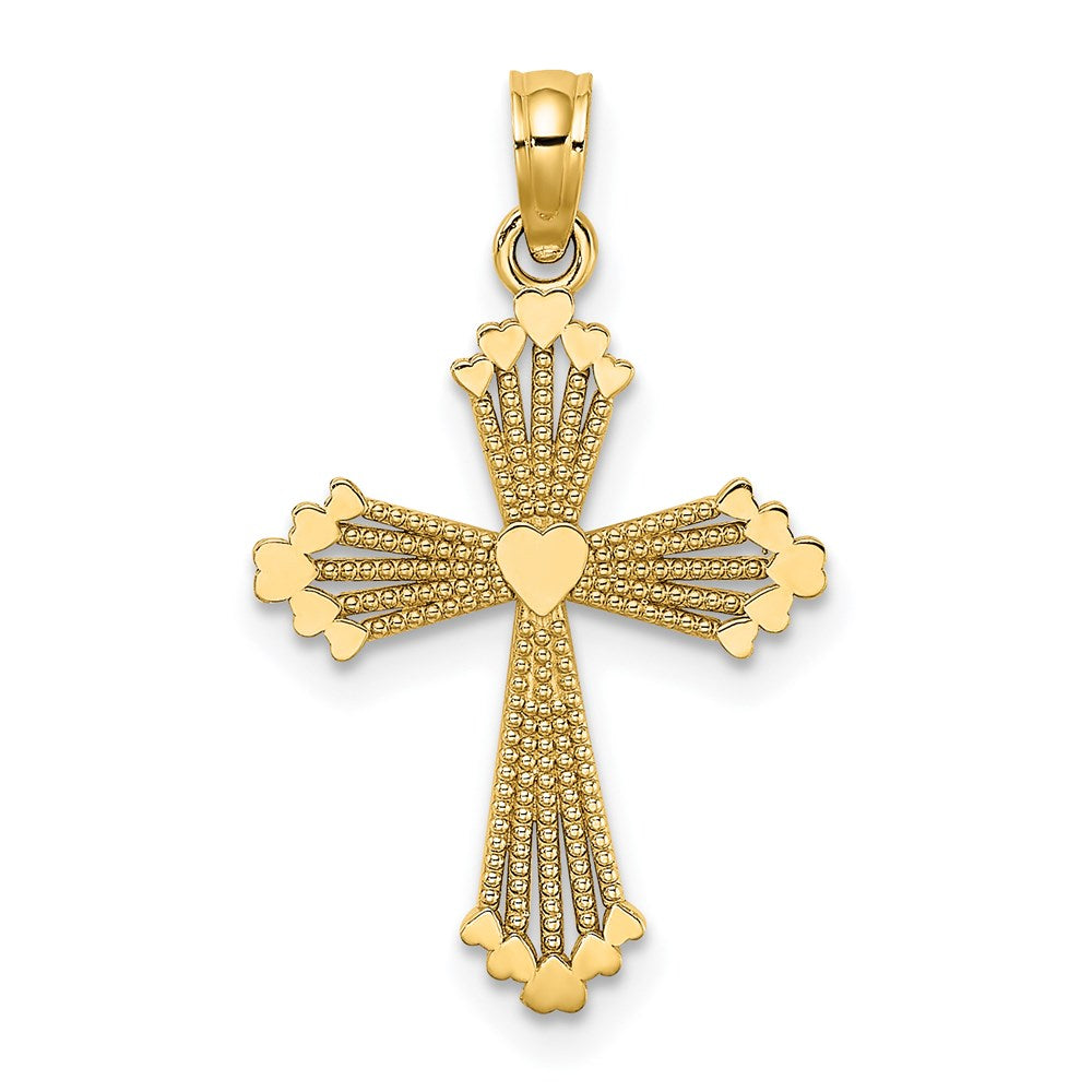 Gold Heart Cross Pendant