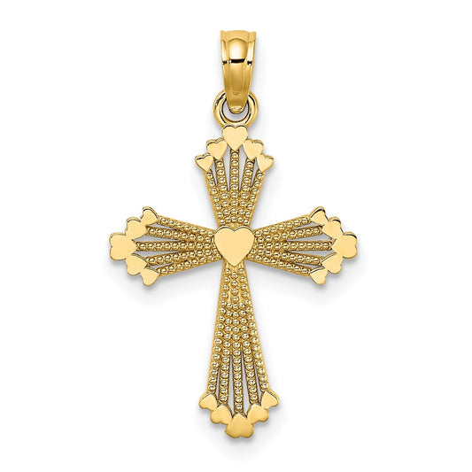 Gold Heart Cross Pendant