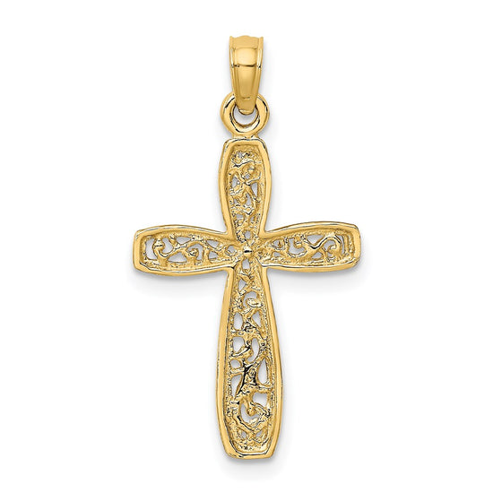 14K Cross with Filigree Center Charm