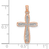 14K Rose Gold and White Rhodium Cross with Filigree Center Charm