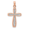 14K Rose Gold and White Rhodium Cross with Filigree Center Charm