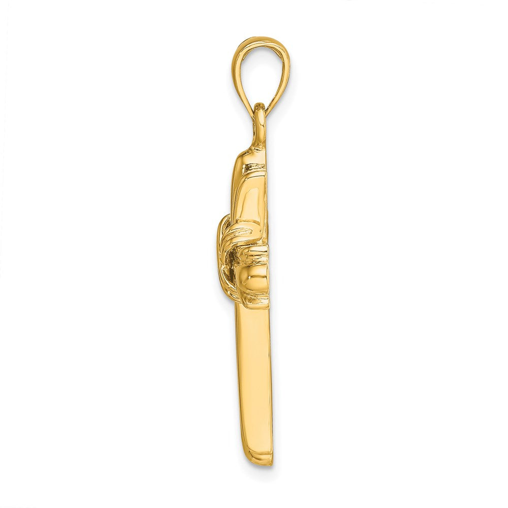 14K Polished -X- Center Cross Charm