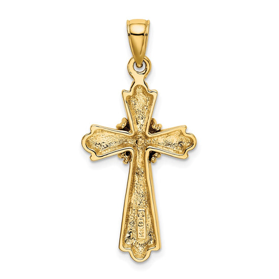 14K Polished -X- Center Cross Charm