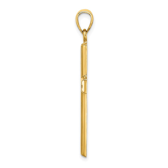 14K Polished Beaded Cross Charm