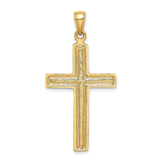 14K Polished Beaded Cross Charm