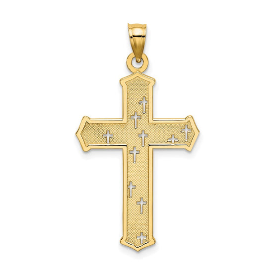 14K Arrow Tip Cross with Cross Accents Charm