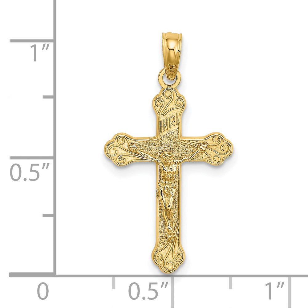14K Inri Crucifix with Scroll Tips Charm