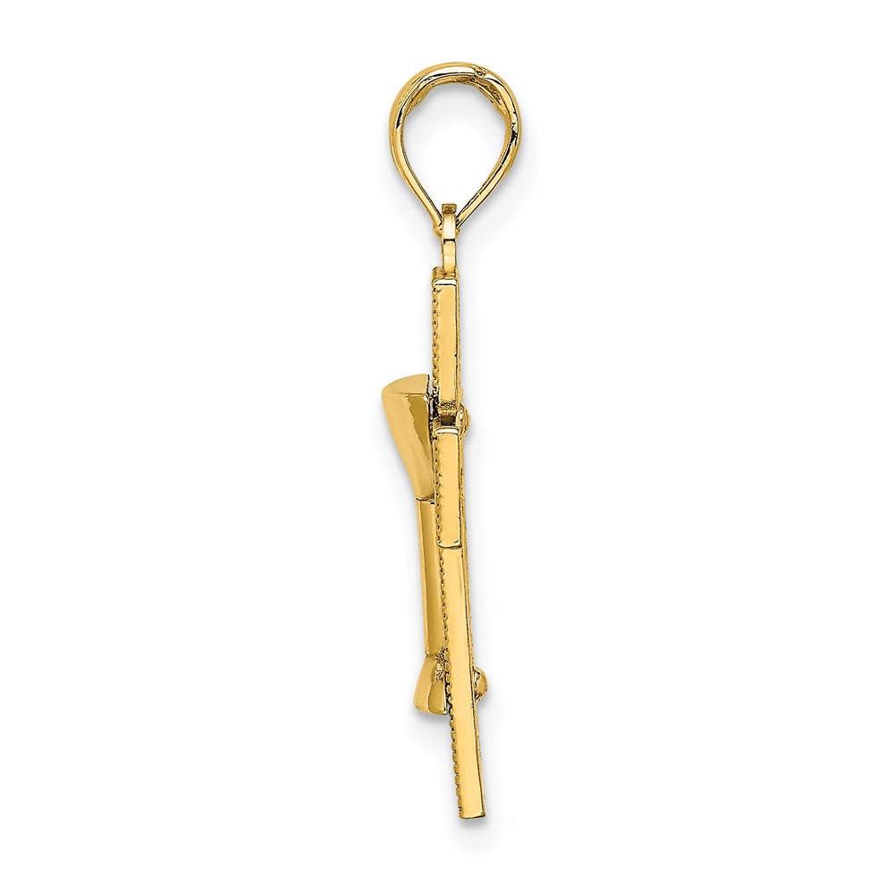 14K Polished Cross with Communion Cup Charm