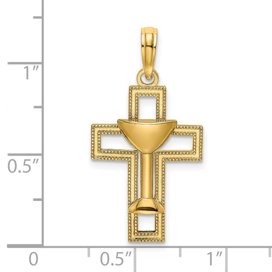 Gold Cross and Cup Pendant