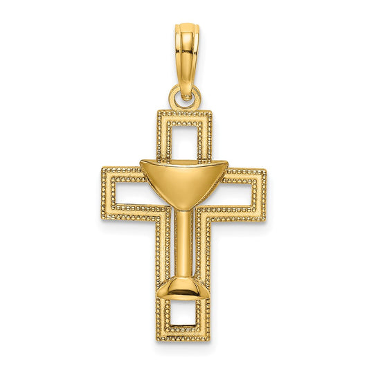 Gold Cross and Cup Pendant