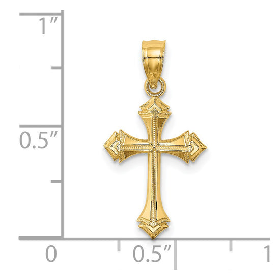 14K Textured with Arrow Ends Cross Charm