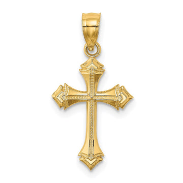 14K Textured with Arrow Ends Cross Charm