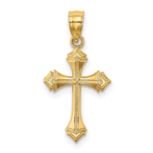 14K Textured with Arrow Ends Cross Charm