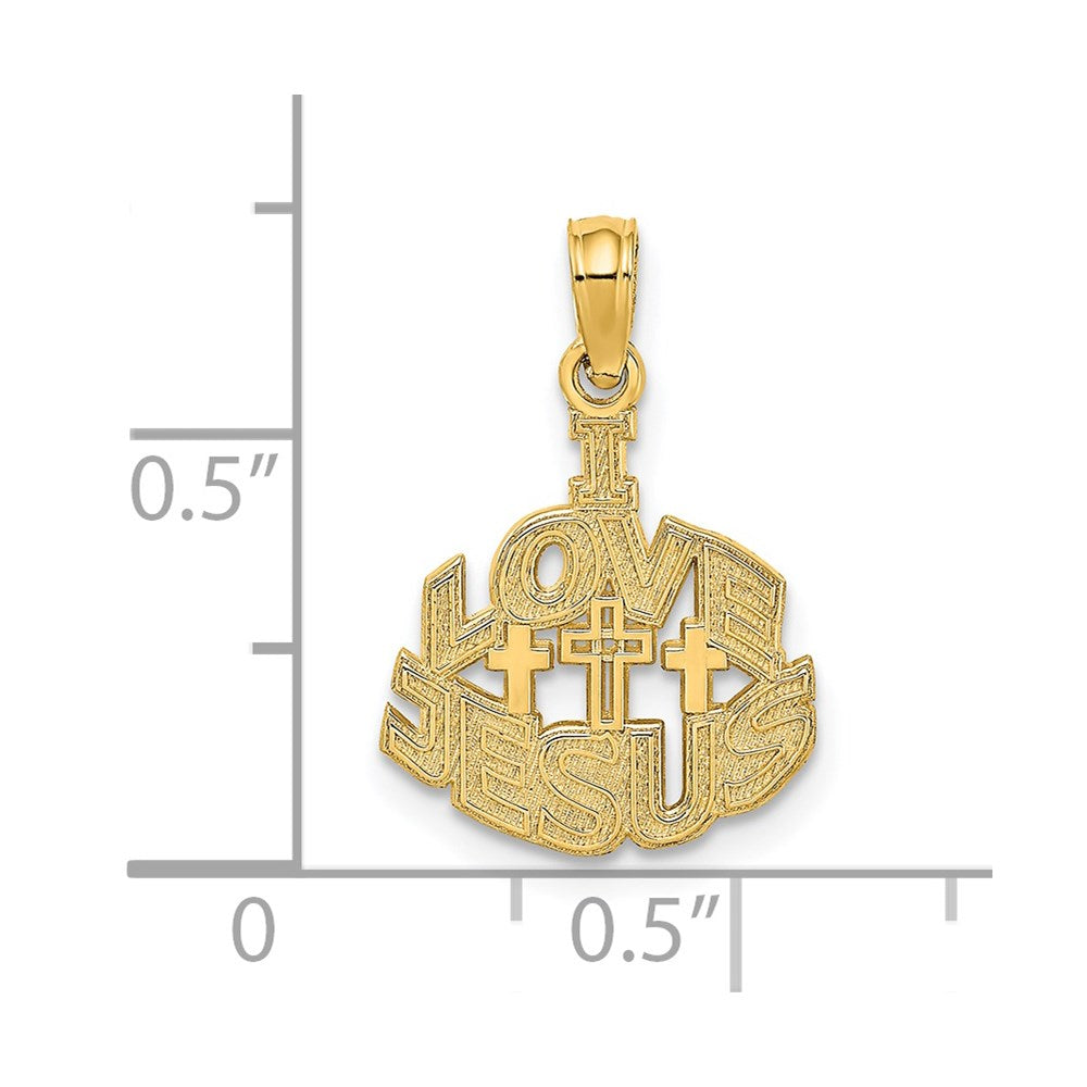14K I LOVE JESUS with Crosses Charm