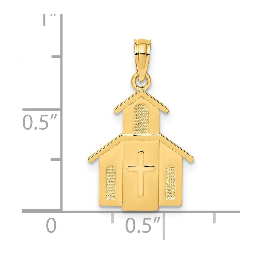 14K Church with Cross On Door Charm