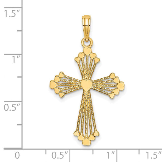 Gold Heart Cross Pendant