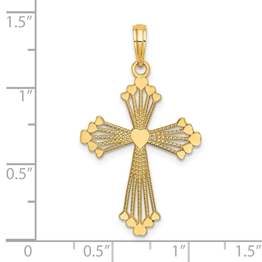 Gold Heart Cross Pendant