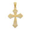 14K Diamond-cut Cut-Out Stripes Cross with Heart Charm