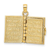 14K 3-D THE JABEZ PRAYER Book 1st Chronicles 4:10 Moveable Pages Pendant