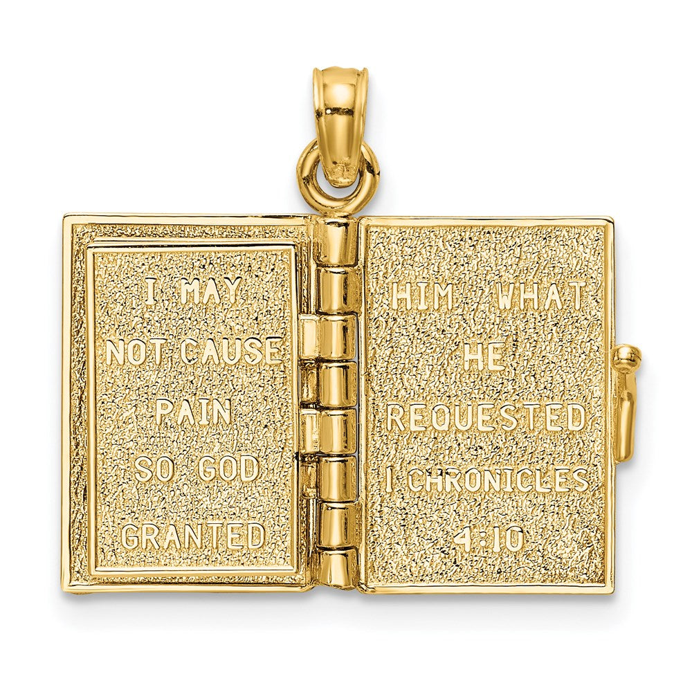 14K 3-D THE JABEZ PRAYER Book 1st Chronicles 4:10 Moveable Pages Pendant