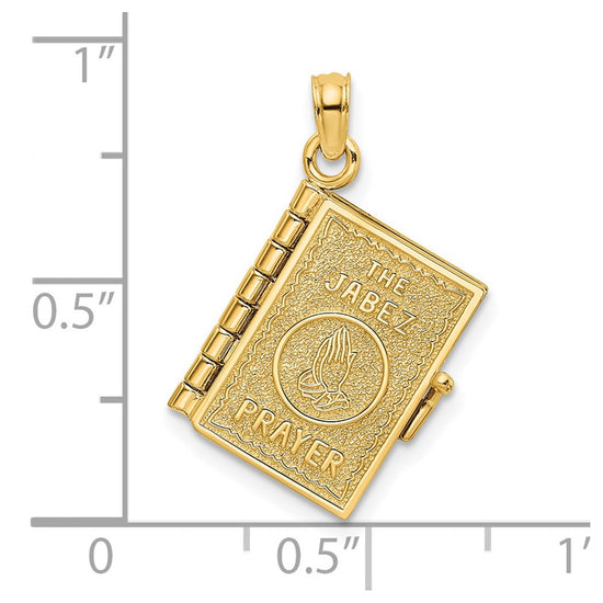 14K 3-D THE JABEZ PRAYER Book 1st Chronicles 4:10 Moveable Pages Pendant