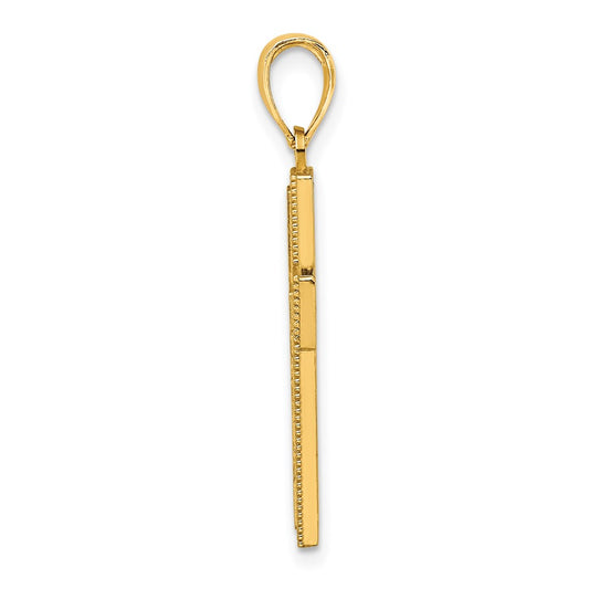 14K Block Cross Charm