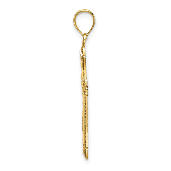 14K Diamond-cut Cross with Fancy Edges Charm
