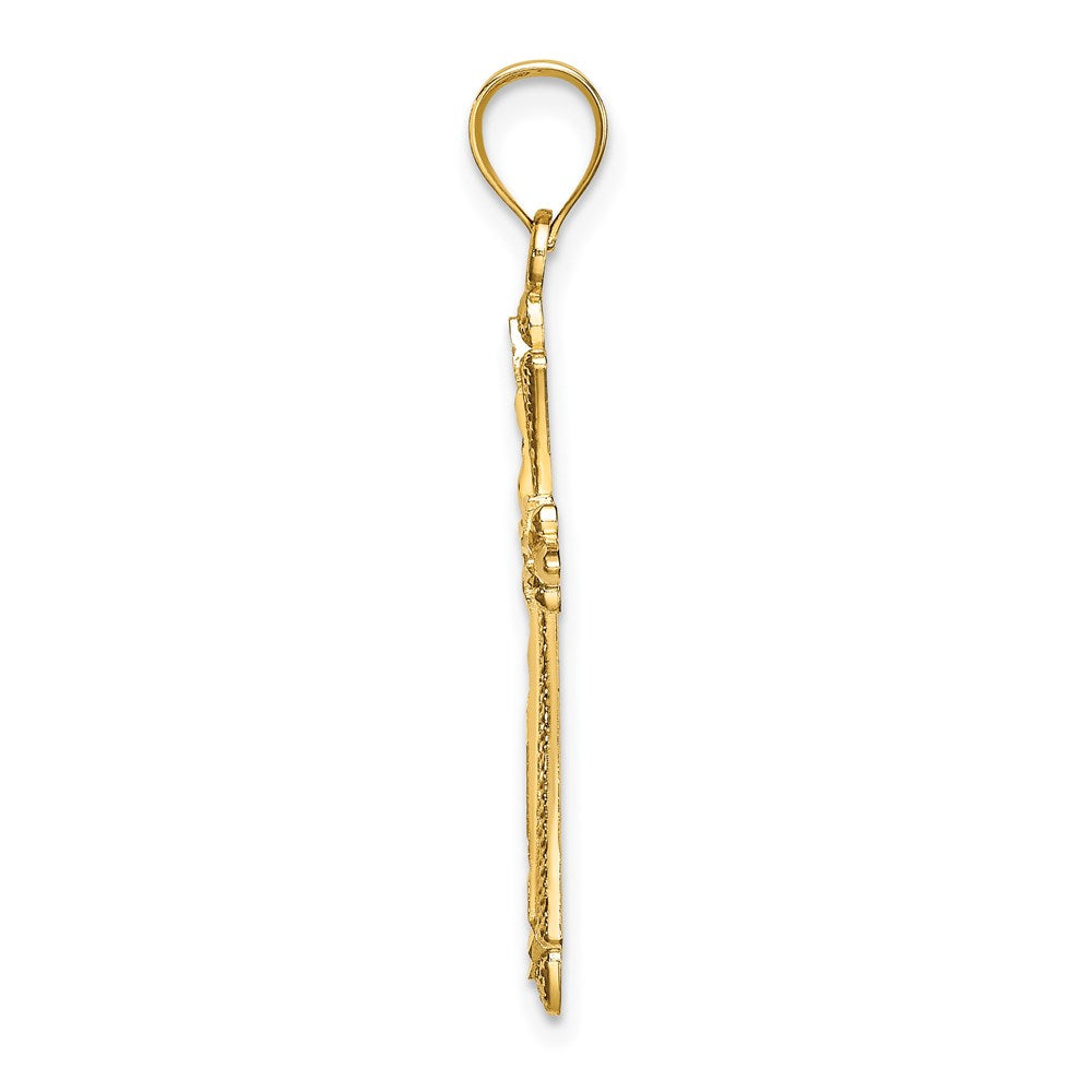 14K Diamond-cut Cross with Fancy Edges Charm