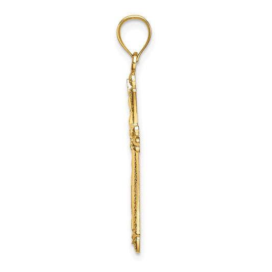 14K Diamond-cut Cross with Fancy Edges Charm