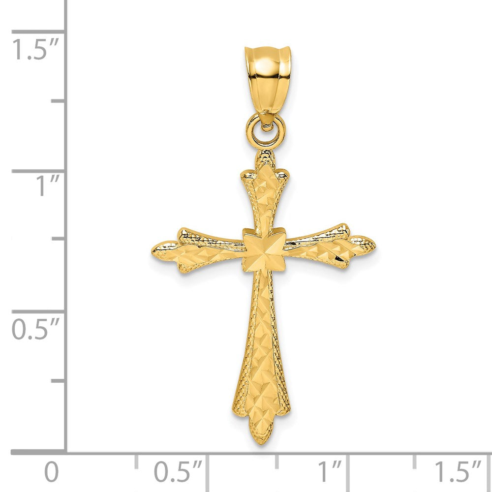 14K Diamond-cut Cross with Fancy Edges Charm