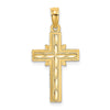 14K Diamond-cut Etched Cross Charm