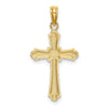 14K Diamond-cut Striped Cross Charm