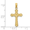 14K Diamond-cut Striped Cross Charm