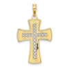 14K Diamond-cut with Satin Edge Lattice Cross Charm