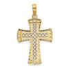 14K Diamond-cut with Satin Edge Lattice Cross Charm