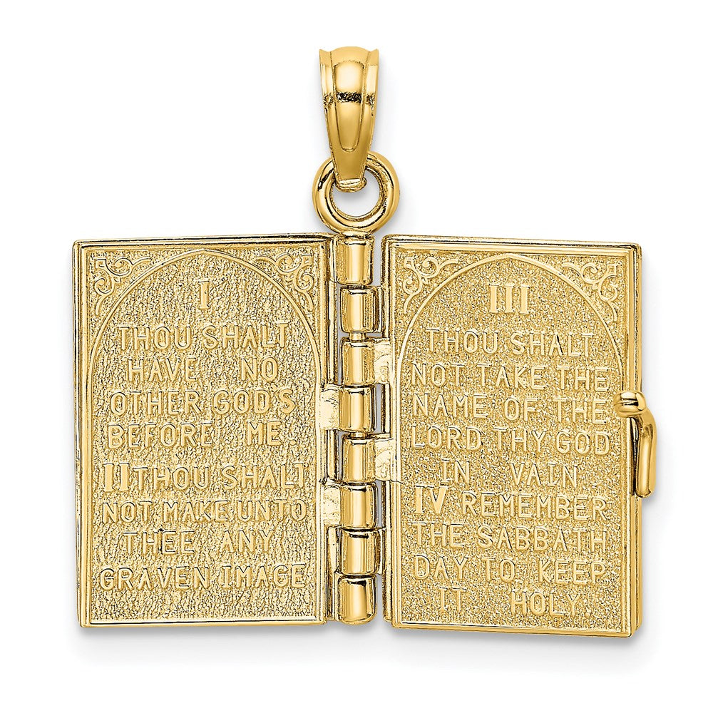 14K 3-D THE TEN COMMANDMENTS in Hebrew Book with Moveable Pages Pendant