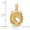 14K Brown Enameled Horse Head In Horseshoe Charm