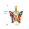 14K Red and Blue Enameled Filigree Butterfly Charm