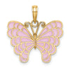 14K Lavender Enameled Butterfly Pendant