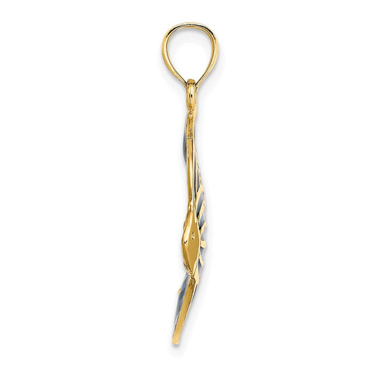 14K Blue Enameled Angelfish Charm